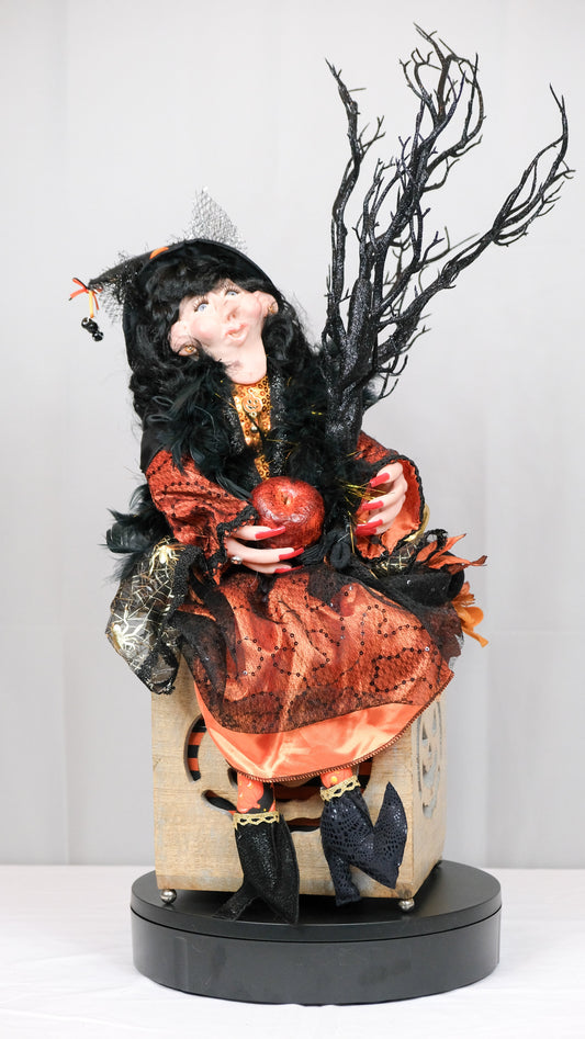 Witch Doll Light Up Pumpkin Box