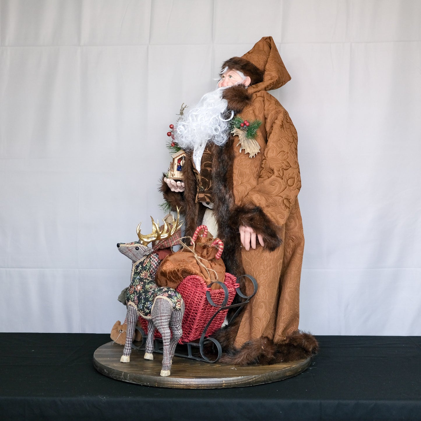 Santa Clause With Reindeer And Sleigh