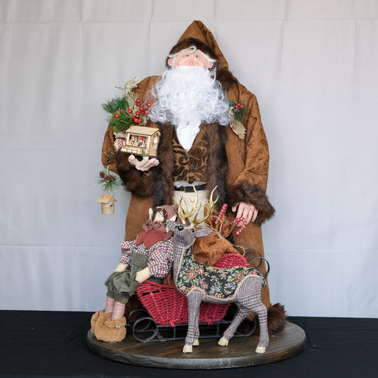 Santa Clause With Reindeer And Sleigh