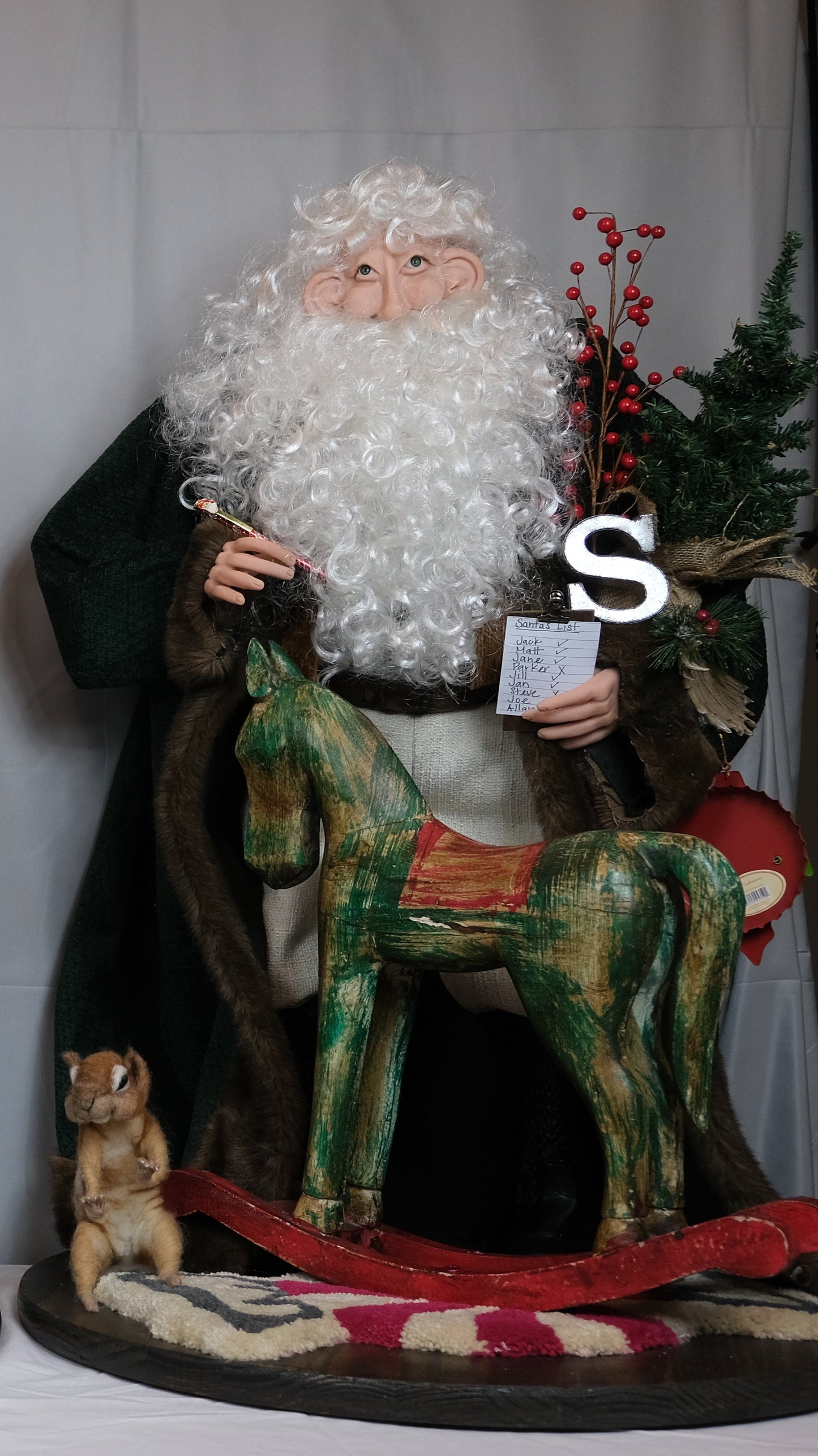 Santa Claus with Rocking Horse and Squirrel
