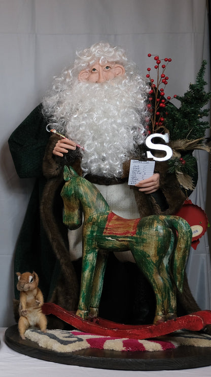 Santa Claus with Rocking Horse and Squirrel