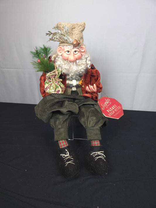 Santa Doll With Christmas Tree and Sign
