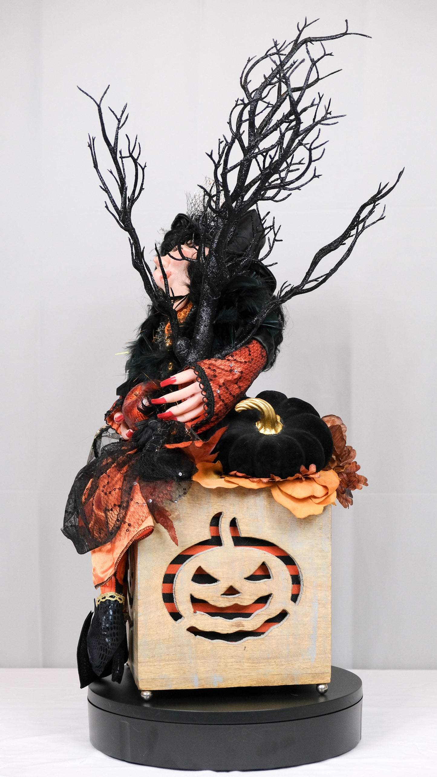 Witch Doll Light Up Pumpkin Box