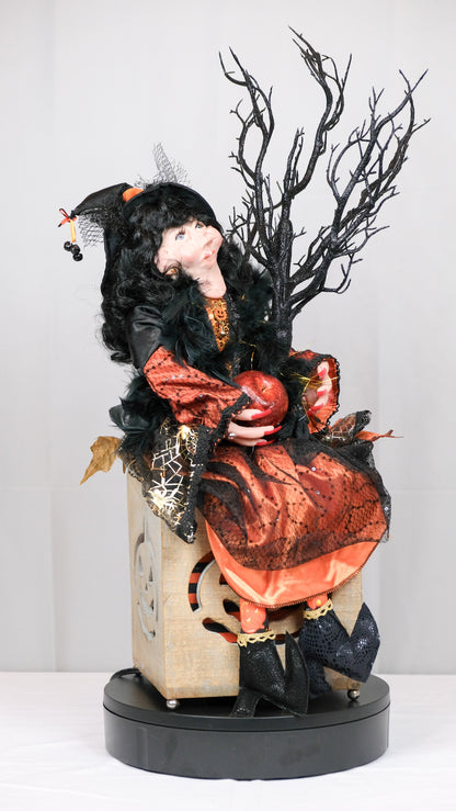 Witch Doll Light Up Pumpkin Box