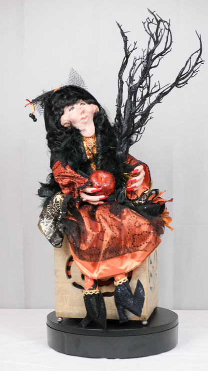 Witch Doll Light Up Pumpkin Box