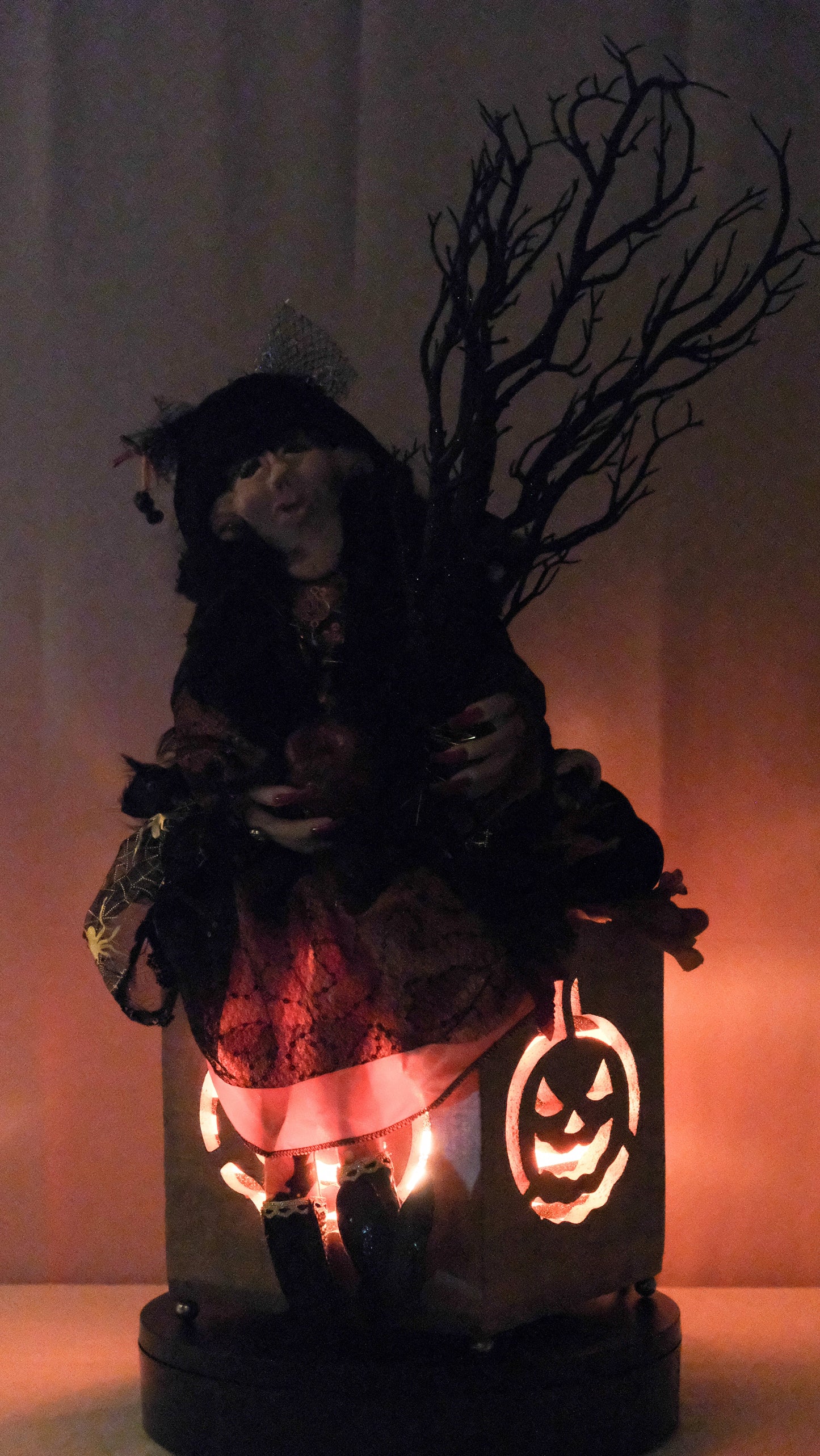 Witch Doll Light Up Pumpkin Box