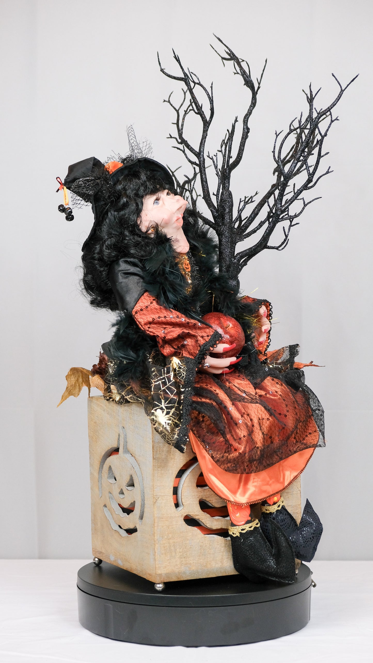 Witch Doll Light Up Pumpkin Box