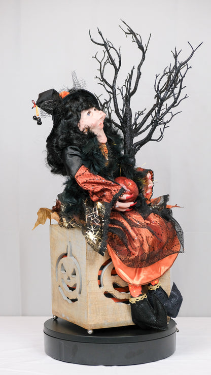 Witch Doll Light Up Pumpkin Box