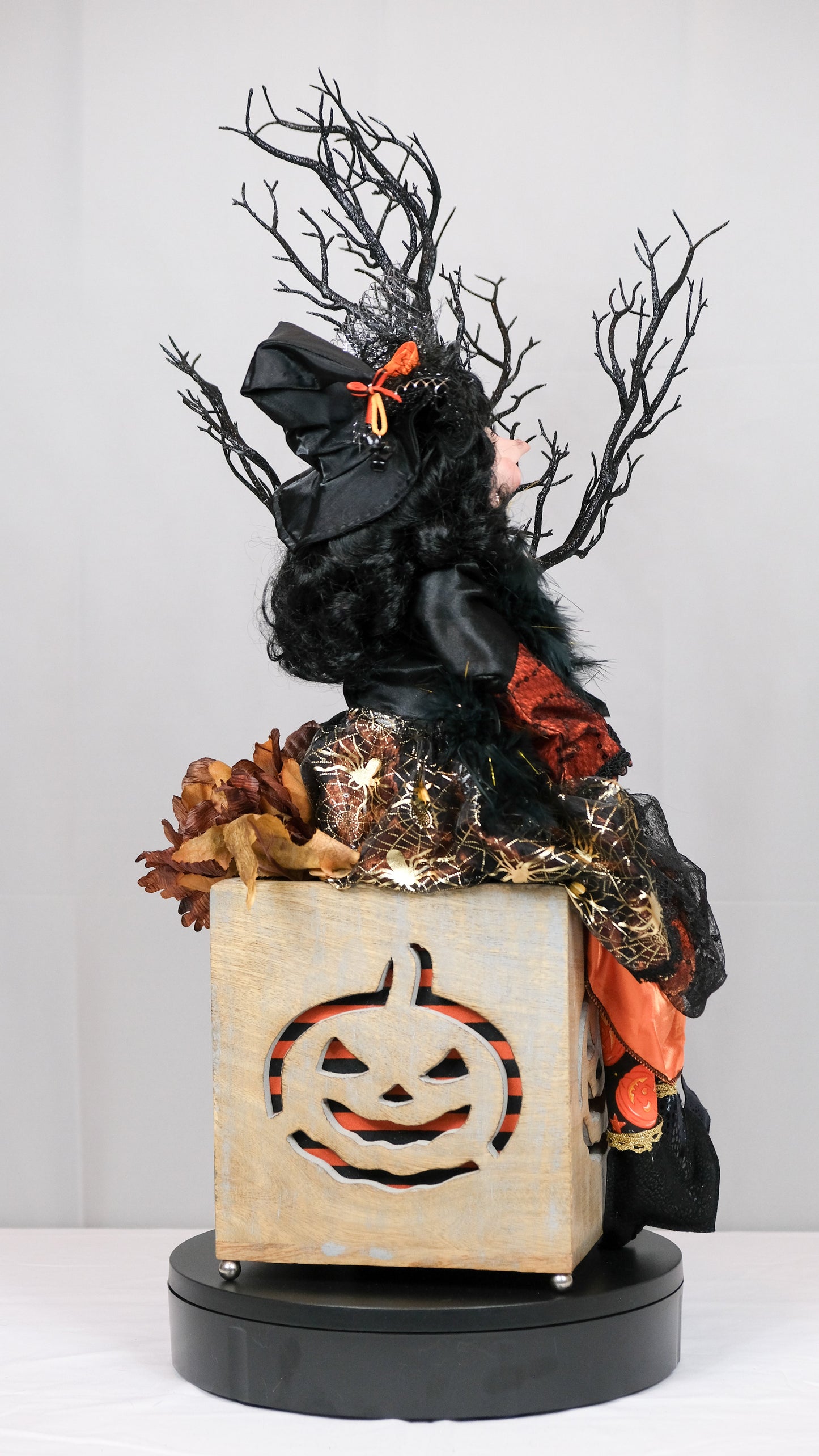 Witch Doll Light Up Pumpkin Box