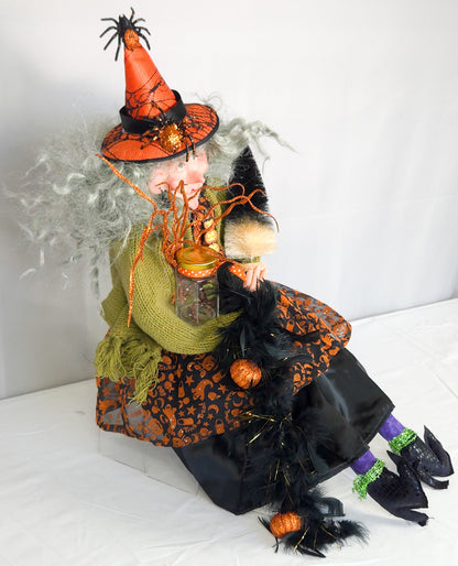 Witch Doll with Jar of Scorpion and Halloween Tree