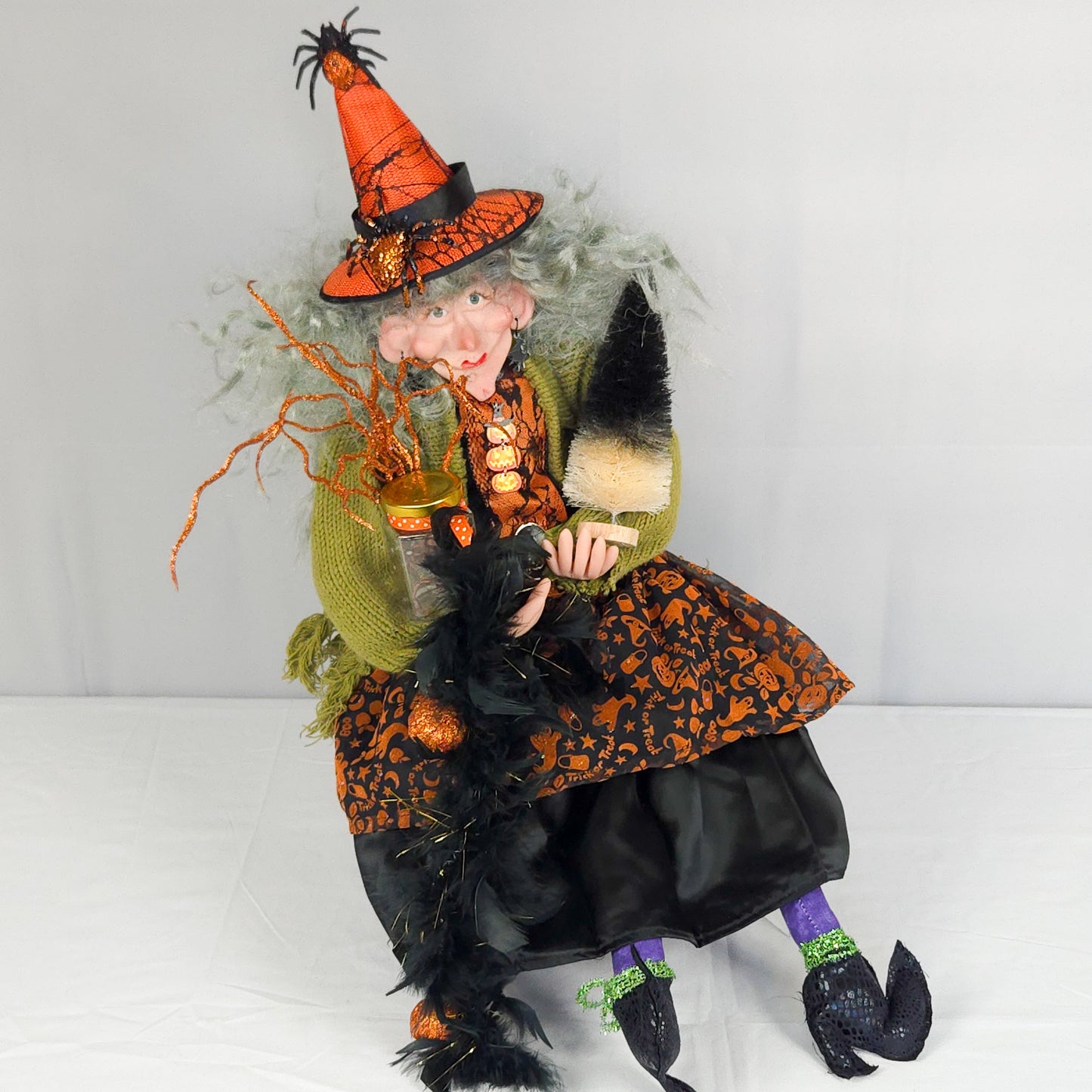 Witch Doll with Jar of Scorpion and Halloween Tree