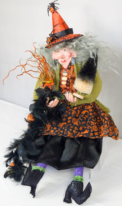 Witch Doll with Jar of Scorpion and Halloween Tree